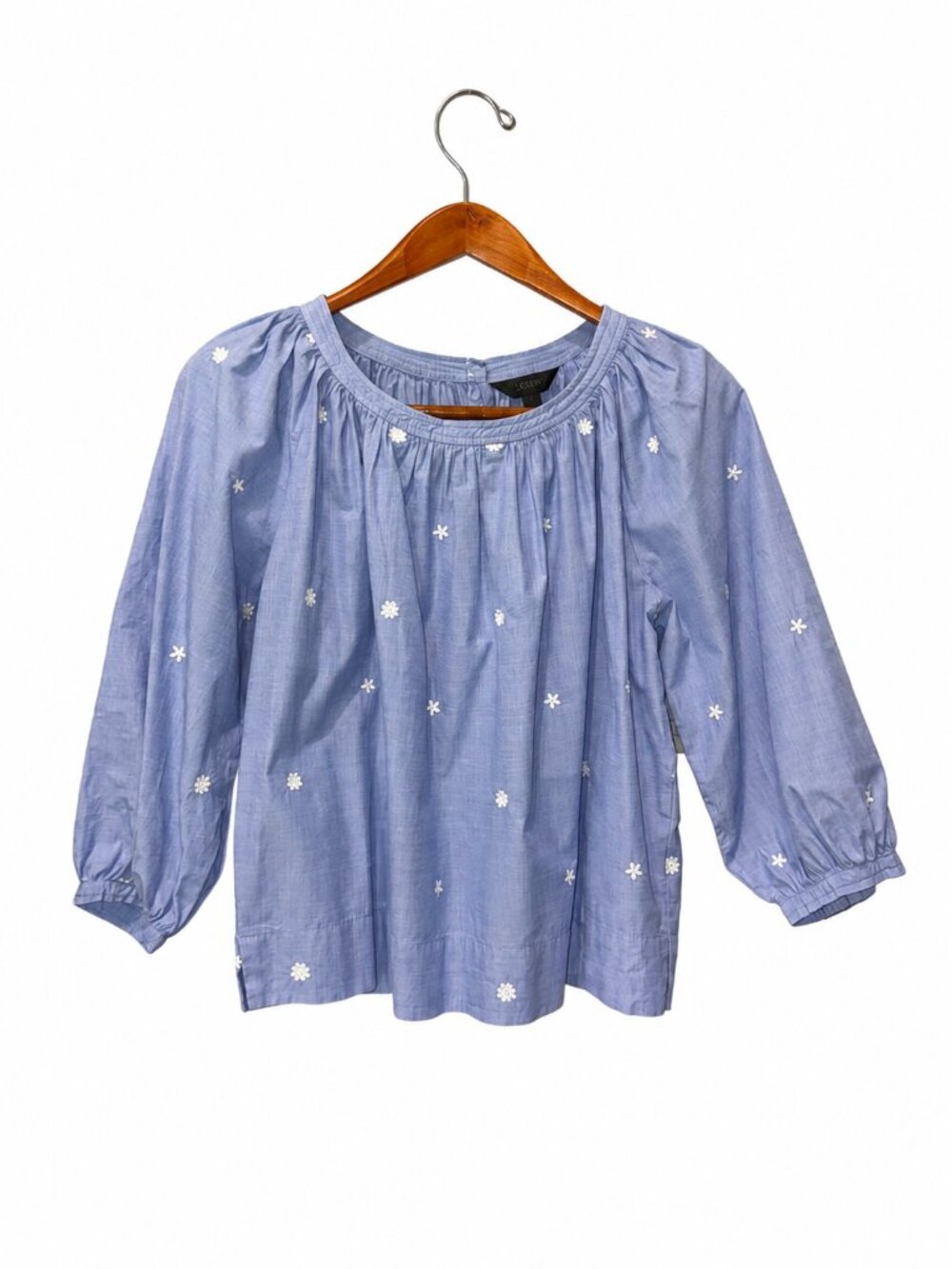 J.Crew Small Periwinkle Blue Embroidered Floral Top